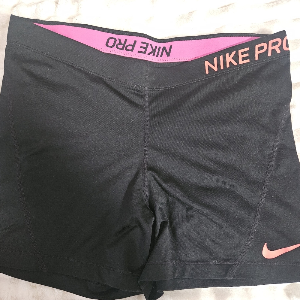 Nike Black and Pink Pro Training Bike Shorts